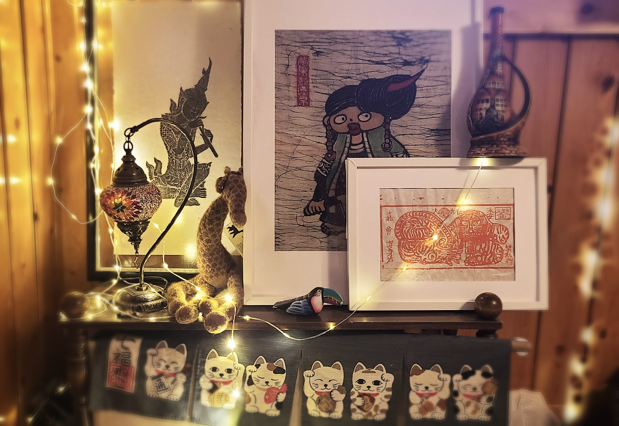 A variety of souvenir items from Africa and Asia